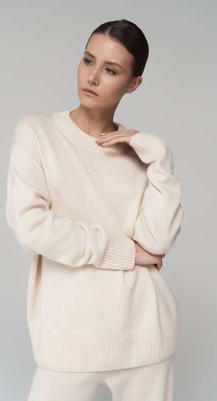 Пуловер с круглым вырезом из кашемира