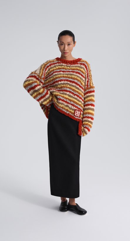 Пуловер фактурный полосатый