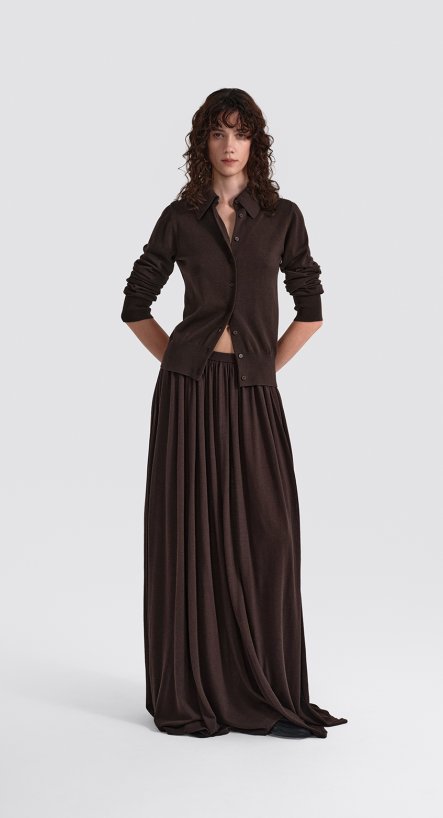 Костюм: кардиган-поло ткани и юбка трикотажная