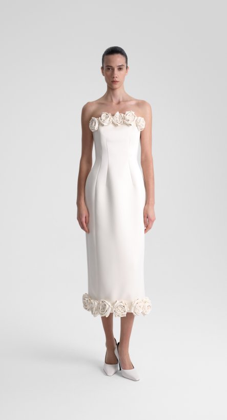 Платье с розами миди