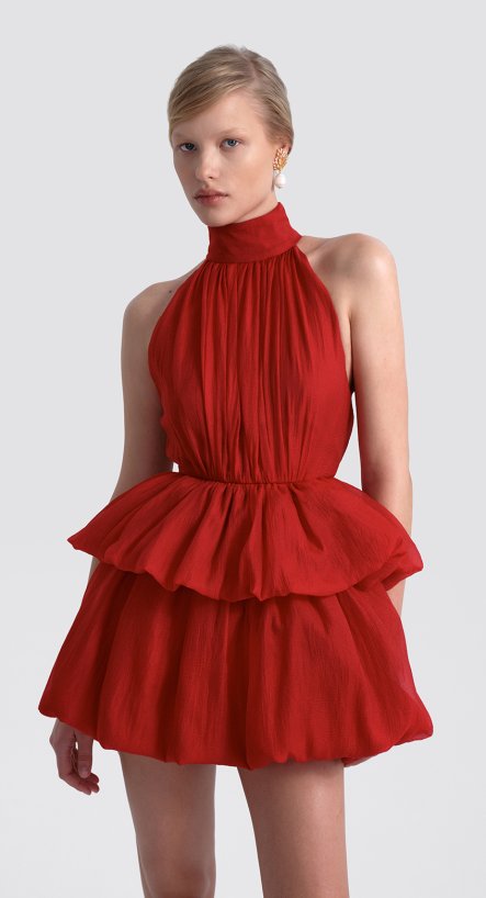 Платье мини с объемной юбкой